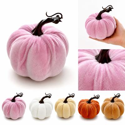 Halloween Velvet Pumpkin 13 Inch Decoration for Fall Home Accents