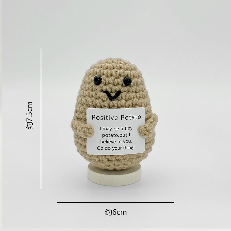 Funny Positive Energy Potato Hug Pocket Doll Mini Handmade Plush Knitted Plant Ornament Home Room Decoration Christams Gifts