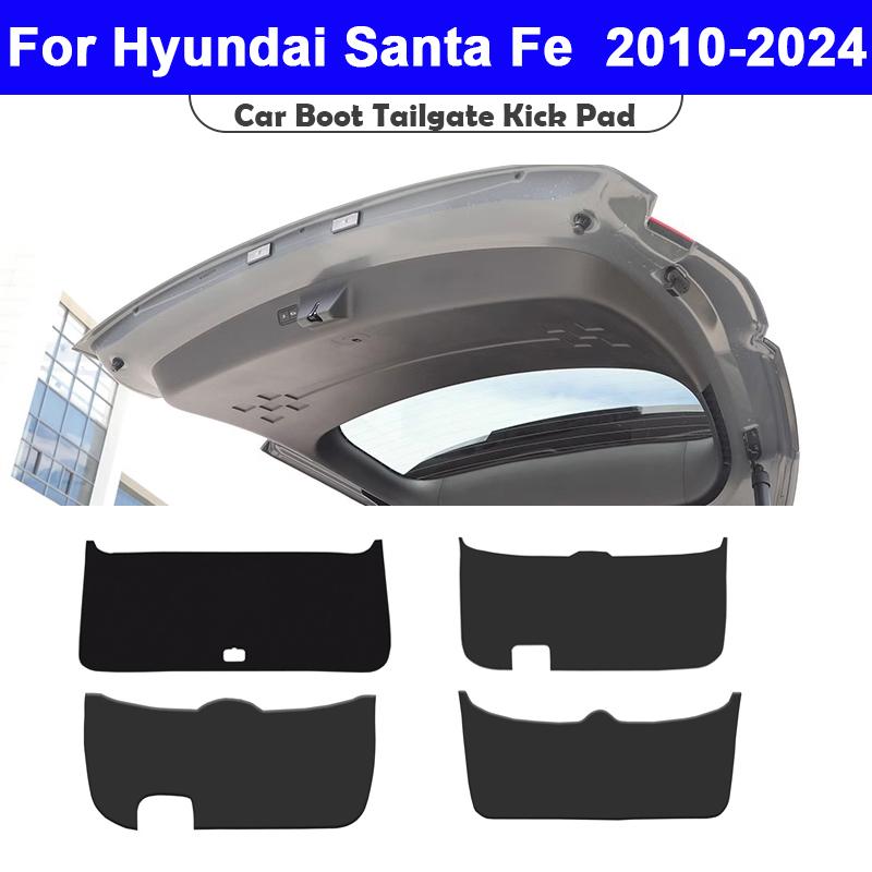 2024 New Car Trunk Mat For Hyundai Santa Fe 2010-2024 Leather Anti-Kick Protective Pad Waterproof Tailgate Cover Interior Modifi