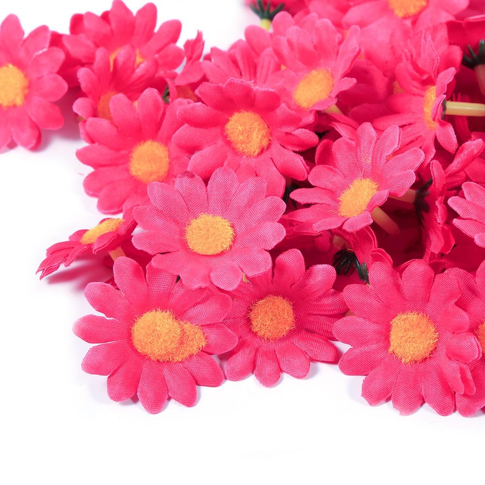 11 Farben 100 Stück Künstliche Gerbera Gänseblümchen Stoffblumenkopf Hochzeitsparty DIY Dekoration Basteln