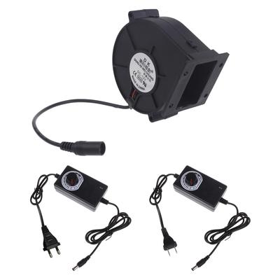 9cm 9733 12V Small Blower with Power Variable Speed Controller for DIY Cooling Outdoor BBQ Fire Blower Fan