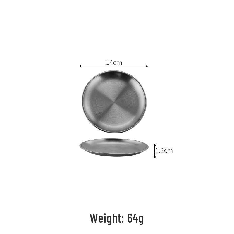 

Korean-Style Stainless Steel Gold Round Plate for BBQ, Fruit, Snack, or Side Dish 14cm