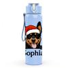 1PC Santa German Shepherd Sophia 750ml Color Plastic Sports Water Bottle Leakproof Flip Straw Lid Suitable for Sports Office Home Use