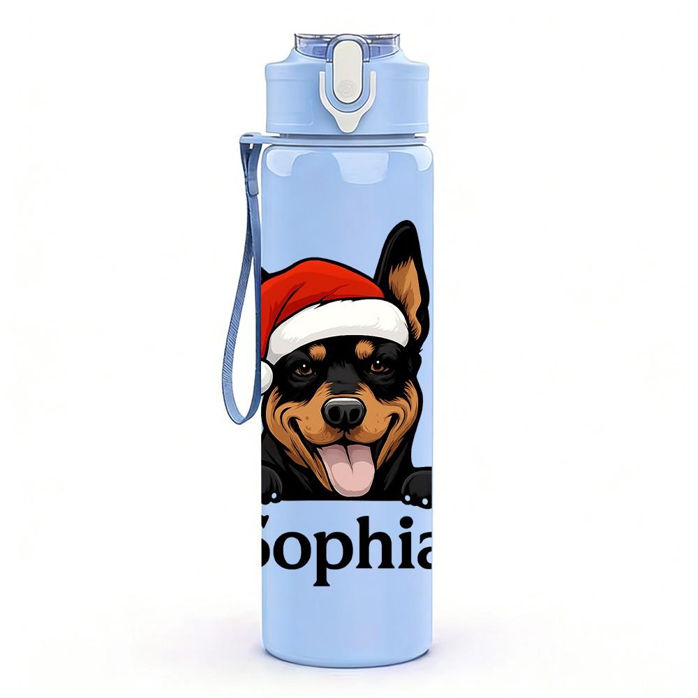 1PC Santa German Shepherd Sophia 750ml Color Plastic Sports Water Bottle Leakproof Flip Straw Lid Suitable for Sports Office Home Use