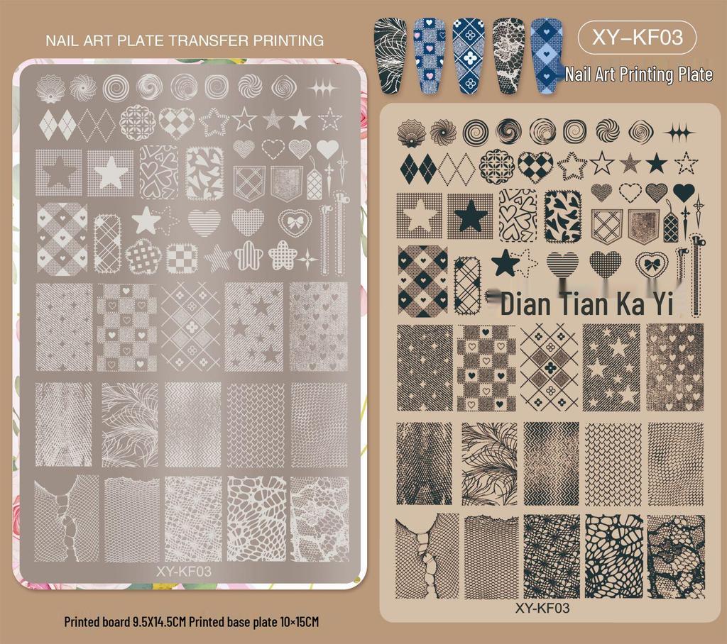 New Style Cross-Border Nail Art Stamping Template: Floral, Lace & Plaid Designs