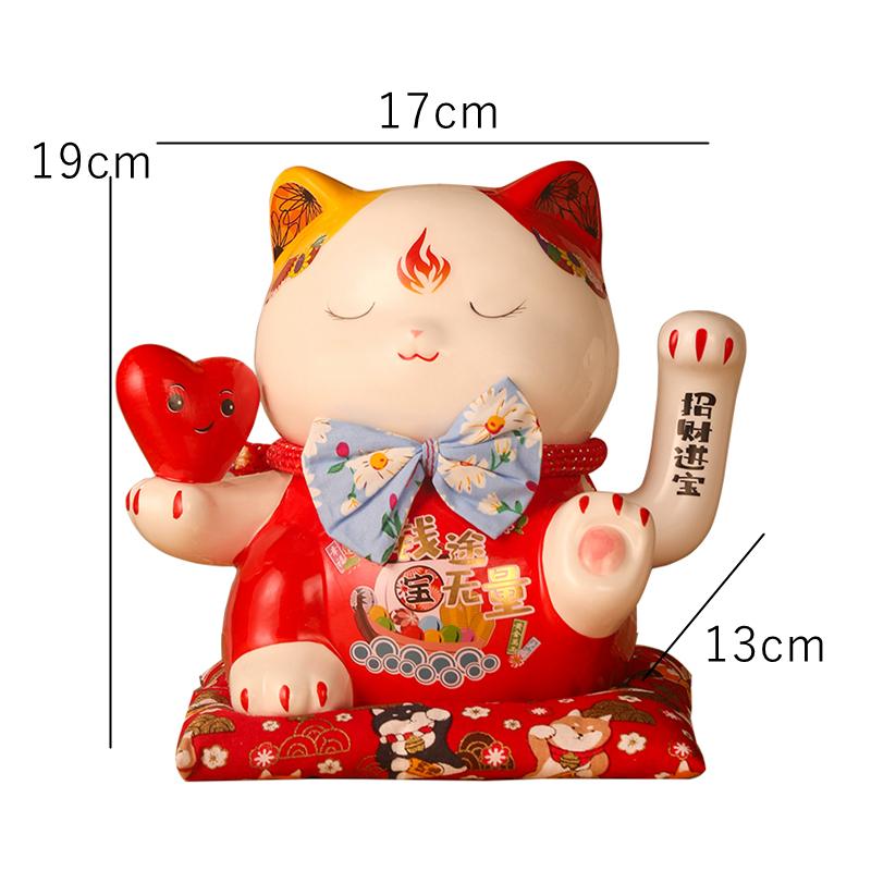 7,5 Zoll Keramik Winkende Katze Maneki Neko Ornament Schaukel Glückskatze Feng Shui Dekoration Mittelpunkt Geschäftsgeschenk