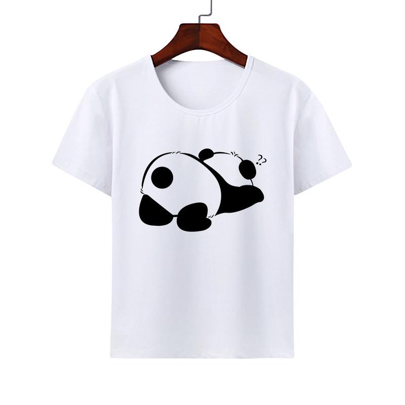 Cartoon Cute Animal Panda Tshirt Modal Casual Family Wear Class Clothes Short Sleeve Round Neck Childrens Summer polyester