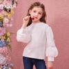 Disney Mädchen Cartoon Langarm-Puffärmel T-Shirt
