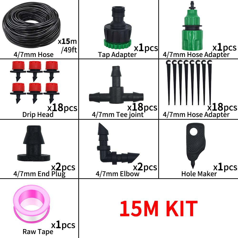 5-20M Micro Drip Irrigation System Kit, Adjustable Drippers & Nozzles for Garden, Patio, Lawn Plant Watering Kits