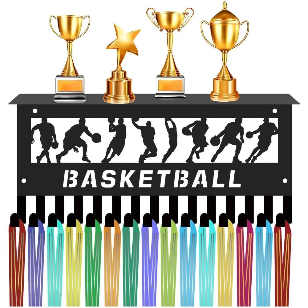 Swimming Medal Hanger Display with Shelf, Trophy Medal Holder Rack Iron Wall Mount Decor Metal Organizer for Hanging Medals Swimmer 11.8 X 5.1 Inch