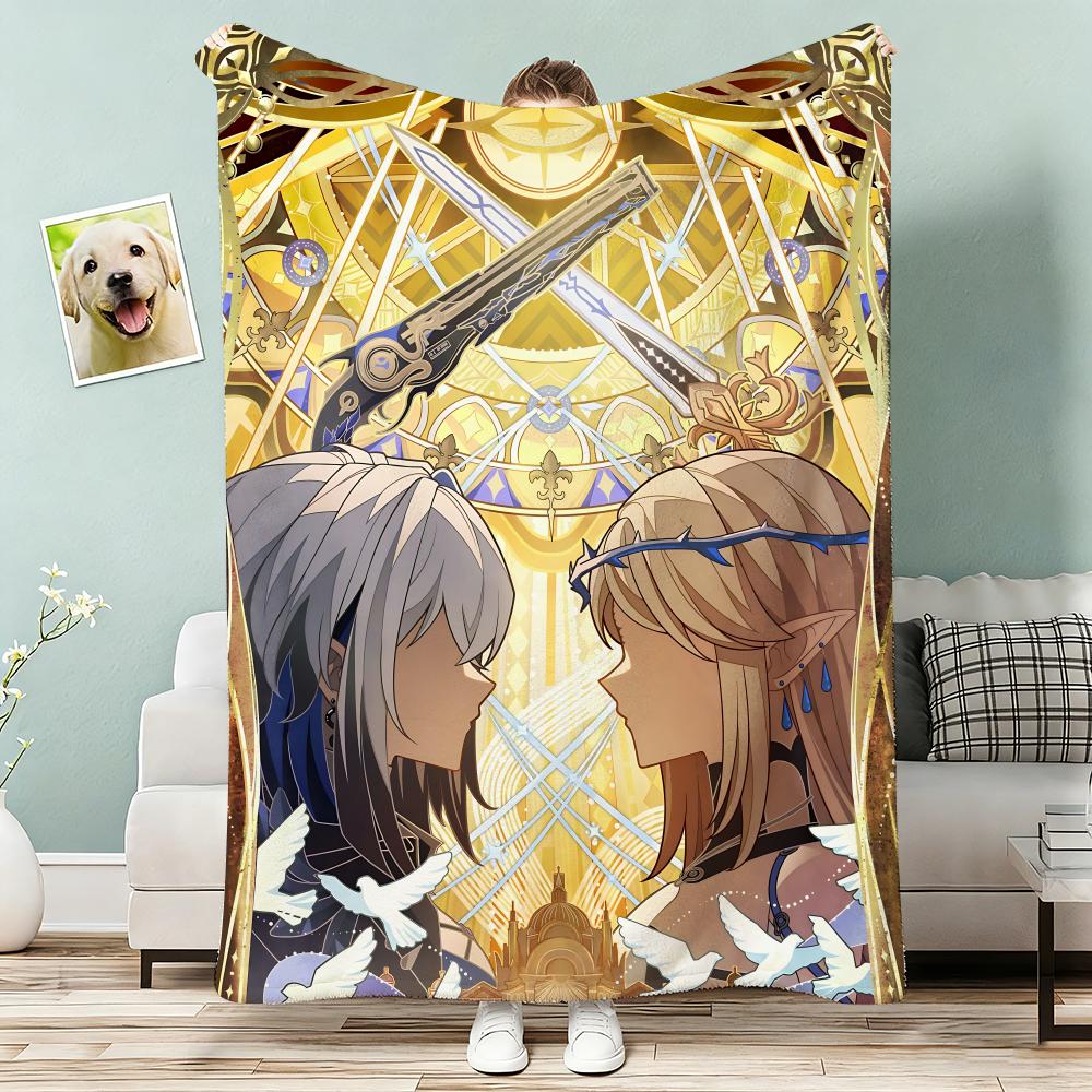 Wuthering Waves Cartethyia Anime Game Throw Lightweight 240g Flannel Blanket Soft Skin-friendly for Summer Cooling 75x90cm