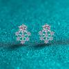 Sterling Moissanite Snowflake Stud Earrings Women Elegant Lightweight Daily Wear Gift