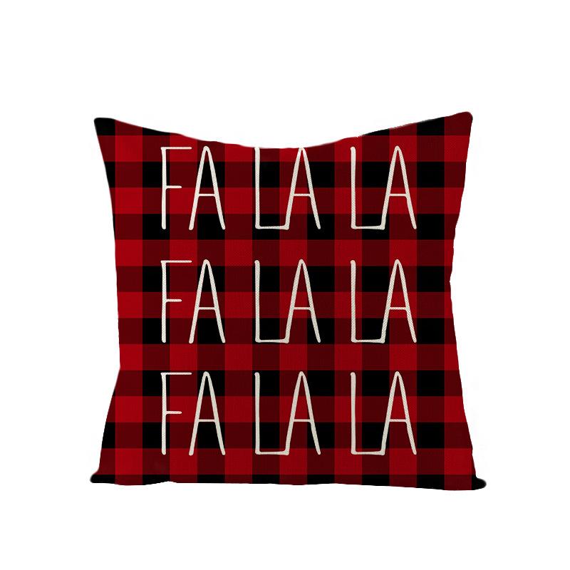 Plaid Christmas Pillowcase Red and Black Plaid Polyester Print Home Cushion Living Room Sofa Bedroom Cushion
