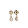 Vintage lace natural freshwater pearl earrings for women, S911 silver needle light luxury high-end design, niche design versatile studs