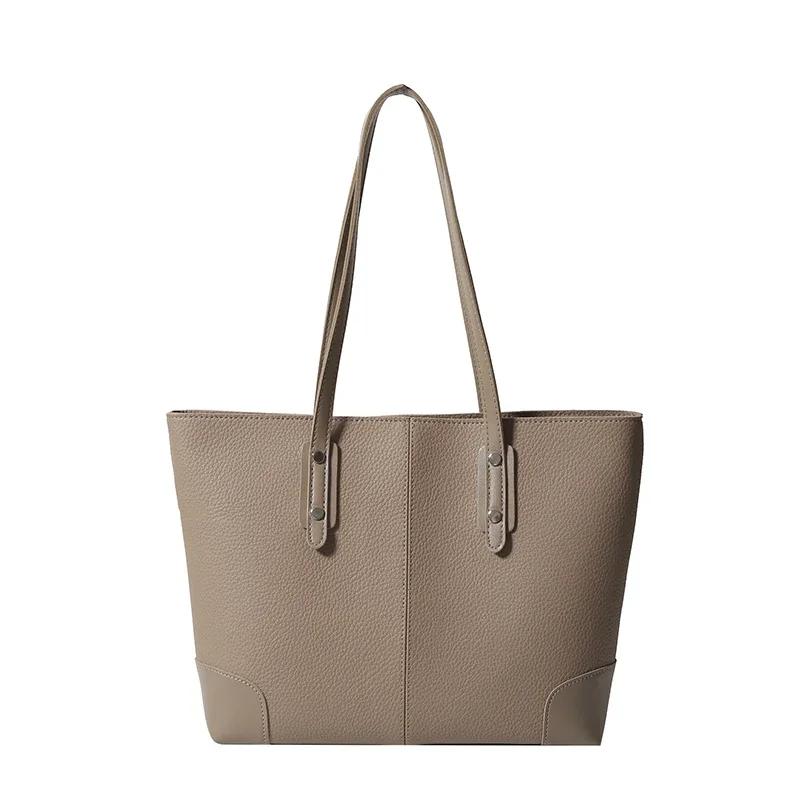 

Large Capacity Shoulder Bag Stitching Design High Texture Commuter Class Tote Bag Casual Simple Fashion
