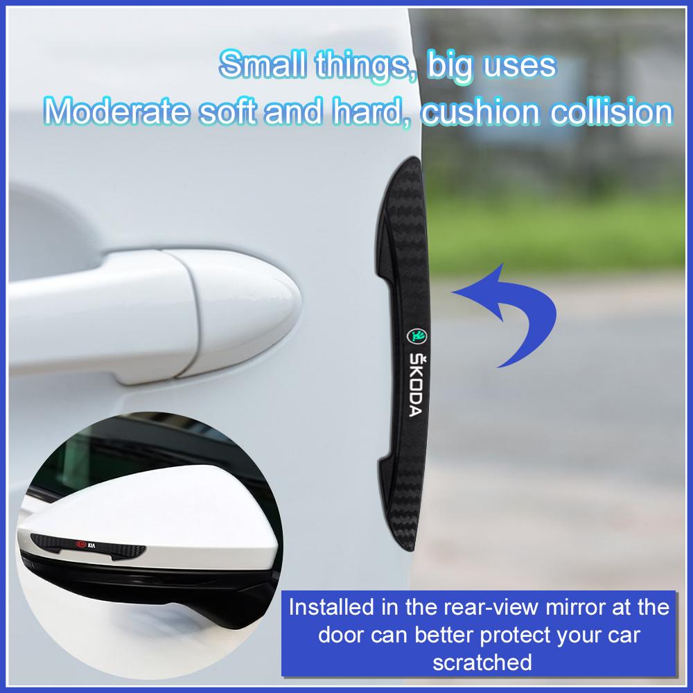 4PCS Car Emblem Door Edge Anti-collision Bumper Strip Protect Stickers FOR Skoda Octavia Rapid Fabia S Logo A7 Superb KAMIQ