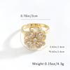 Golden Plated Rotatable Flower Synthetic Cubic Zirconia Ring for Women Luxury Statement Jewelry Gift