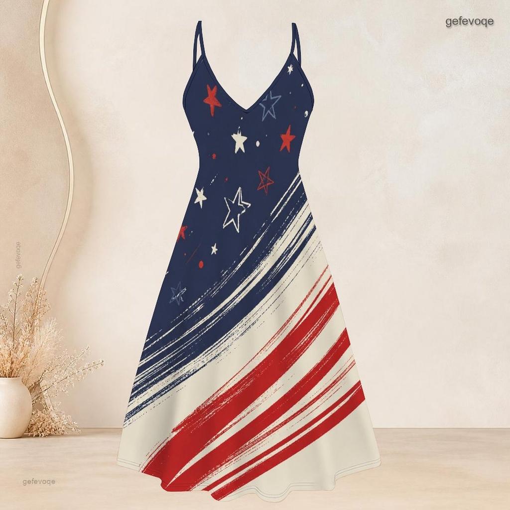 Women Plus Size Two Piece Set Strappy V Neck Flared Dress Short Sleeve Open Cardigan Printed Star Moon Pattern Beige Navy Red