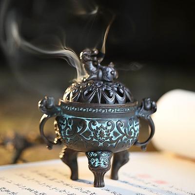 Antique Alloy Incense Burner Chinese Home Decorative Animal Foot Plate Incense Burner Tea Ceremony Ornaments