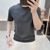 Sommer Herren Rundhals Gestreiftes Kurzarm T-Shirt Mode Lässig Vielseitig