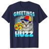 Funny Greetings Huzz Cat Lover Graphic T-shirts Men Women's Fashion Casual Tshirt 100% Cotton Loose Oversized T Shirt
