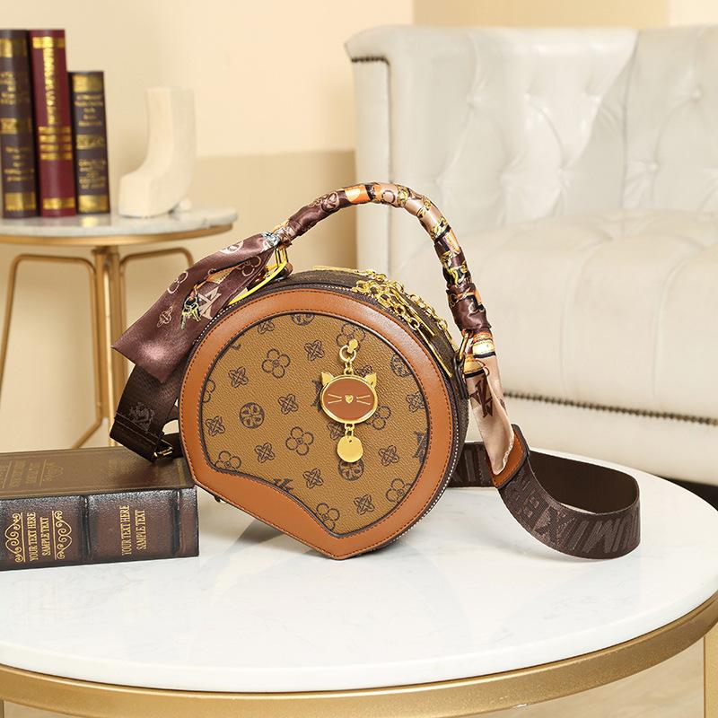 Baobao Damen 2023 neue modische Umhängetasche, kleine One-Shoulder-kleine runde Tasche