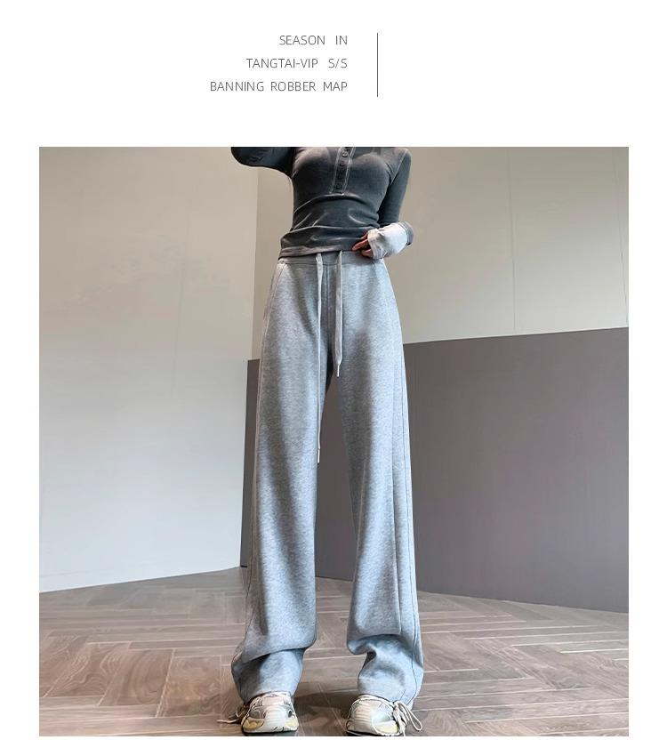 Women's Gray Wide-Leg Sweatpants: Spring & Autumn 2024 Casual Loose Fit