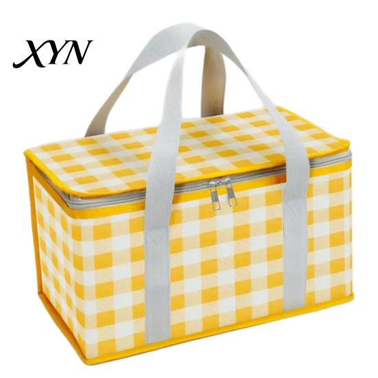 Outdoor Picnic Basket Insulated Bag, Foldable Thermal Lunch for Outdoor, Heavy Camping Bag Duty Aluminum Foil Cooler Food, Accessory