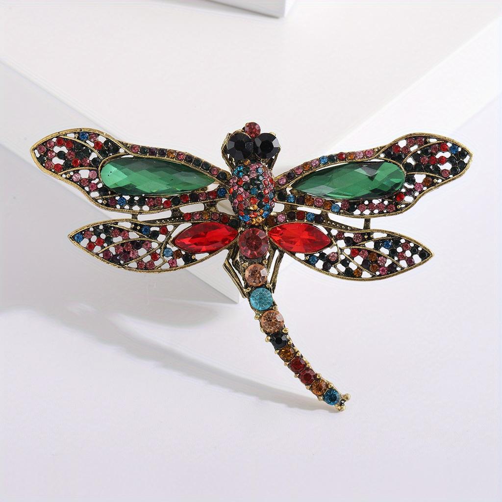 Exaggerated Big Size Crystal Dragonfly Brooch For Women Exquisite Luxury Badges Pin