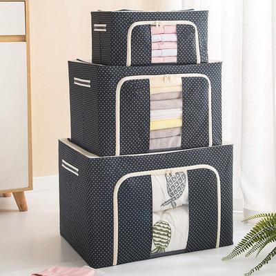 Foldable Oxford Cloth Storage Box with Steel Frame, Removable and Washable for Clothes, Quilts, and Toys