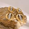 Yori Two Tone Silver Color Gold Color Tone Oval Earrings Metal Charm Texture Jewelry Accessories Xmas gift