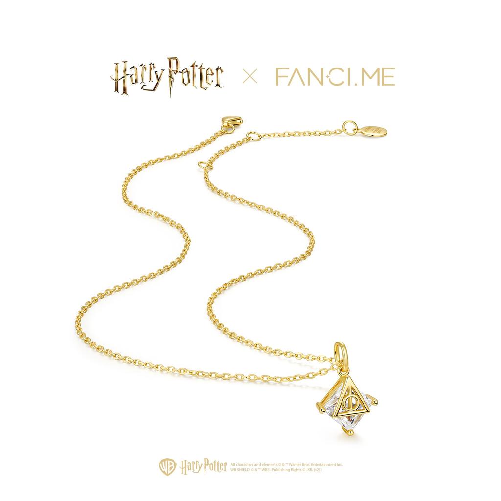 FANCIME x Harry Potter Official Collaboration Deathly Hallows Necklace, Silver, Harry Potter themed box, Halloween, Christmas gift
