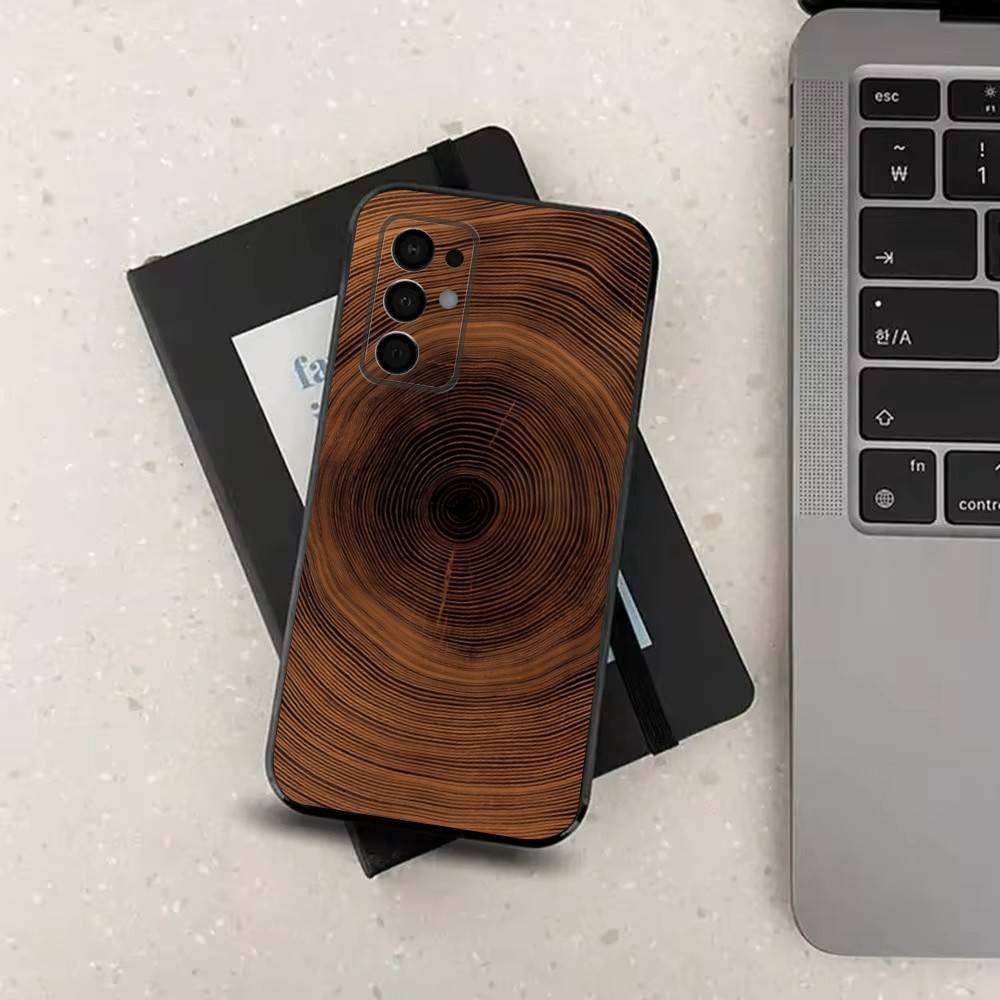 Wood Texture Natural Case For Samsung Galaxy A73,52,71,53,32,72,41,J7,22,Note,31,8,9,Soft Black Silicone Cover