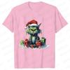 New Year Short Sleeve Tshirt Cute Cat Print Tops Fashion Xmas Unisex Tees Shirt Trend Graphic Christmas Male Oversized Clothing