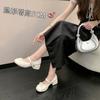 French gentle wind Mary Jane shoes spring and autumn new bow buckle belt with skirt light mouth single shoes