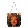 Multifunctional  Black Girl Printed Thick Rope Shoulder Beach Bag 7573 KTB