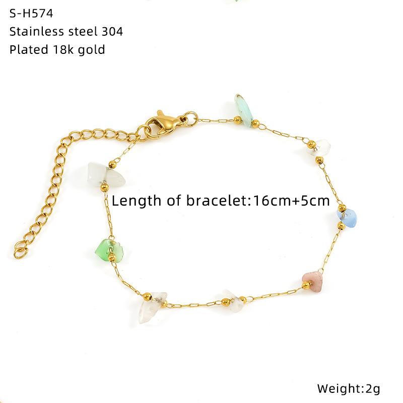 Titanium Steel Glazed Bead Pearl Bracelet, Sweet Crystal Natural Stone Colored Jewelry, High Sense Of Personality