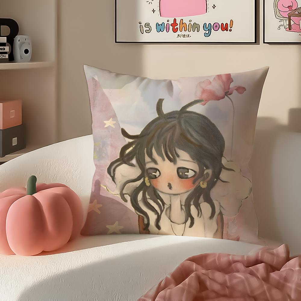 Warm Cute Surreal Japanese Art AAya Takano Cushion Cover Pillowcase Short Plush Invisible Zipper Room Sofa Cushion Cover