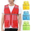 Work Vest Double Pocket Sleeveless Reflective Strip Breathable Solid Color Men Women Summer Mesh Volunteer Waistcoat Outdoor Activities