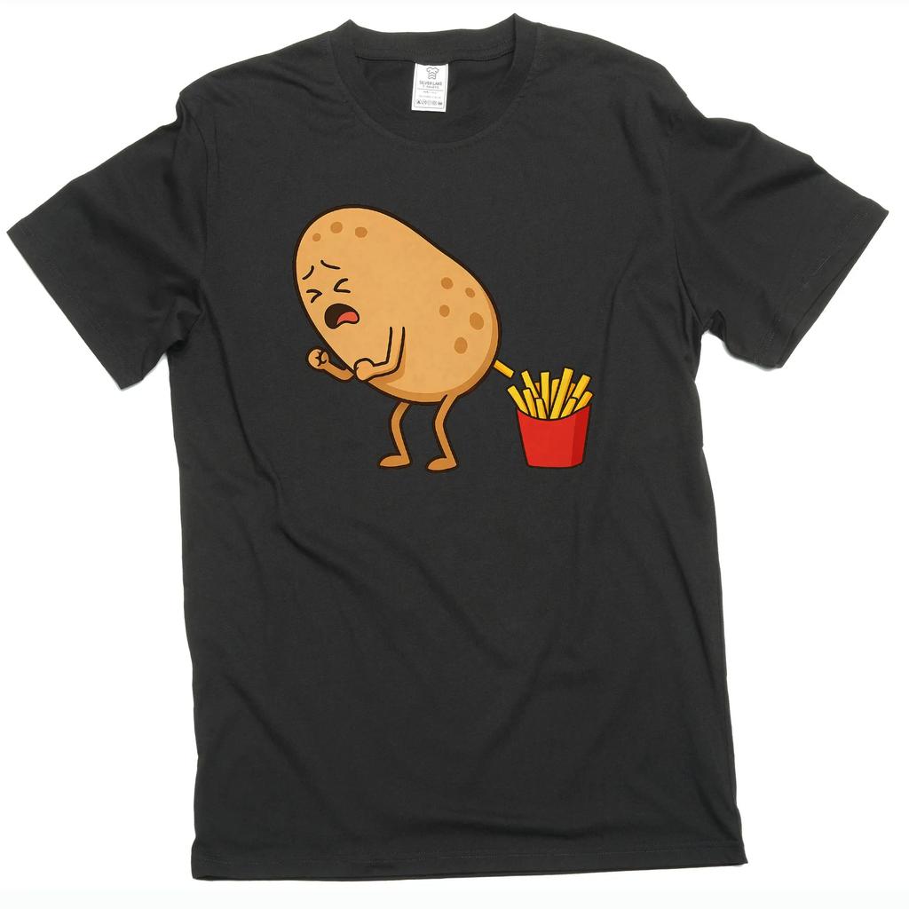 Unisexs Funny Fried Potato Tshirt How To Make Potato Fries Foodie Humorous Tee Round Neck Short Sleeve Tshirt Fashionably Simple