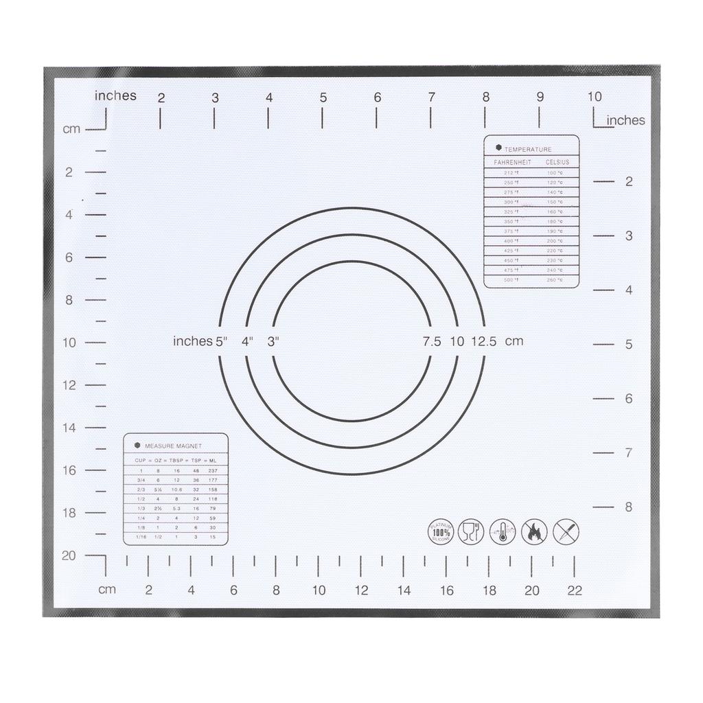 Baking Mat Silicone Non Slip Heat Resistant Dough Mat with Scale for Home Kitchen 29x26cmBlack