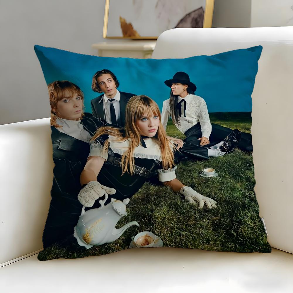 Beliebte Band Maneskin Kissenbezug Weich Leicht zu Waschen Kissenhülle Vielseitig für Sofa Bett Reise und Büro
