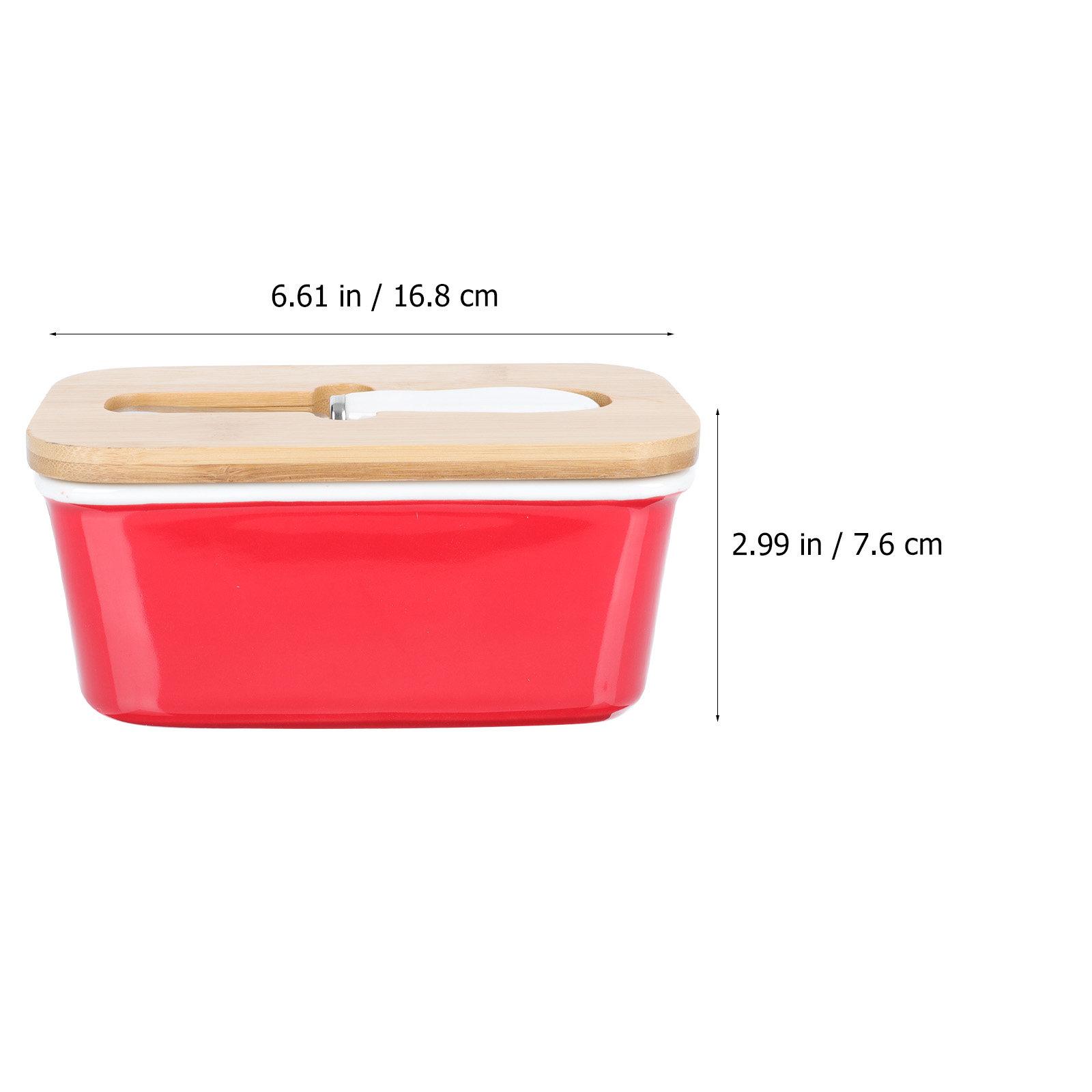 

1Set Box Ceramic Storage Container with Lid and Cutter Exquisite Butter Keeper for Kitchen Hotel Restaurant красный