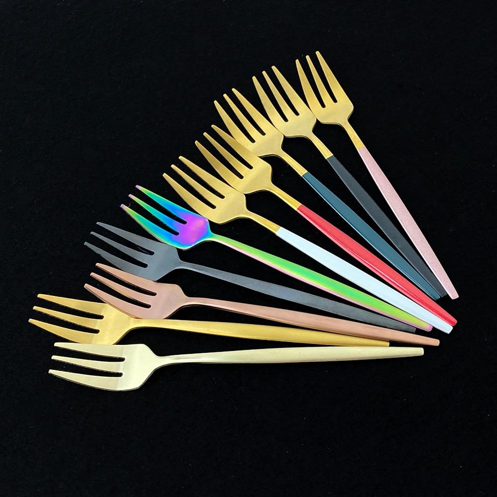 Multi-Colors 20Pcs Cutlery Set Dinnerware Set Dinner Knife Cake Fork 304 Stainless Steel Rainbow Silverware Home Tableware Se