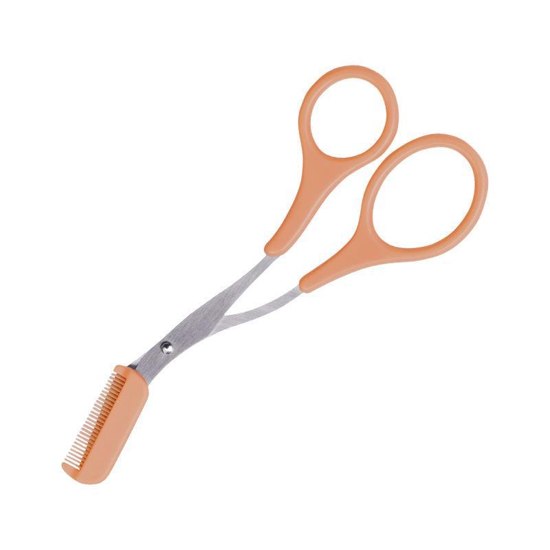 Stainless Steel Eyebrow Trimmer and Comb Set - Titanium Beauty Scissors and Makeup Tool