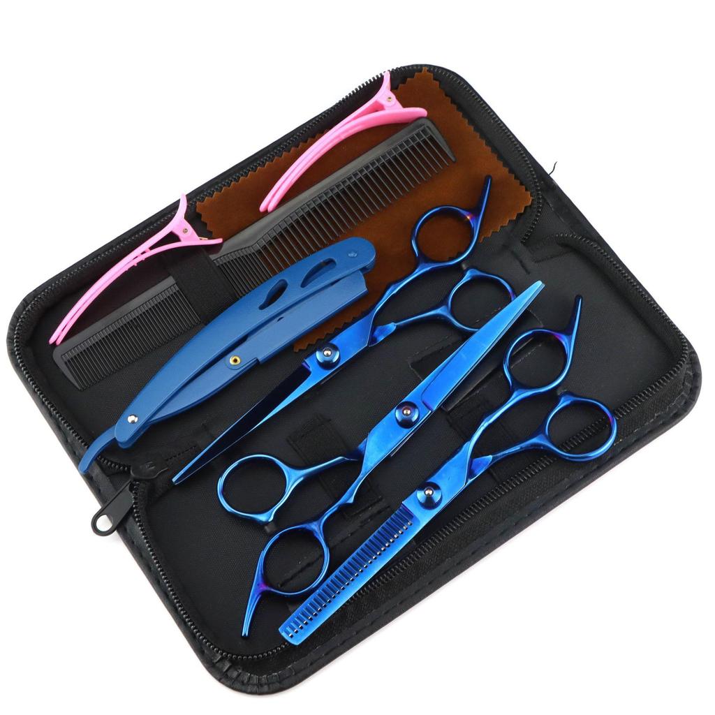 Professional 6" Straight & Thinning Hair Scissors Set for Adults & Kids Haircuts & Bangs