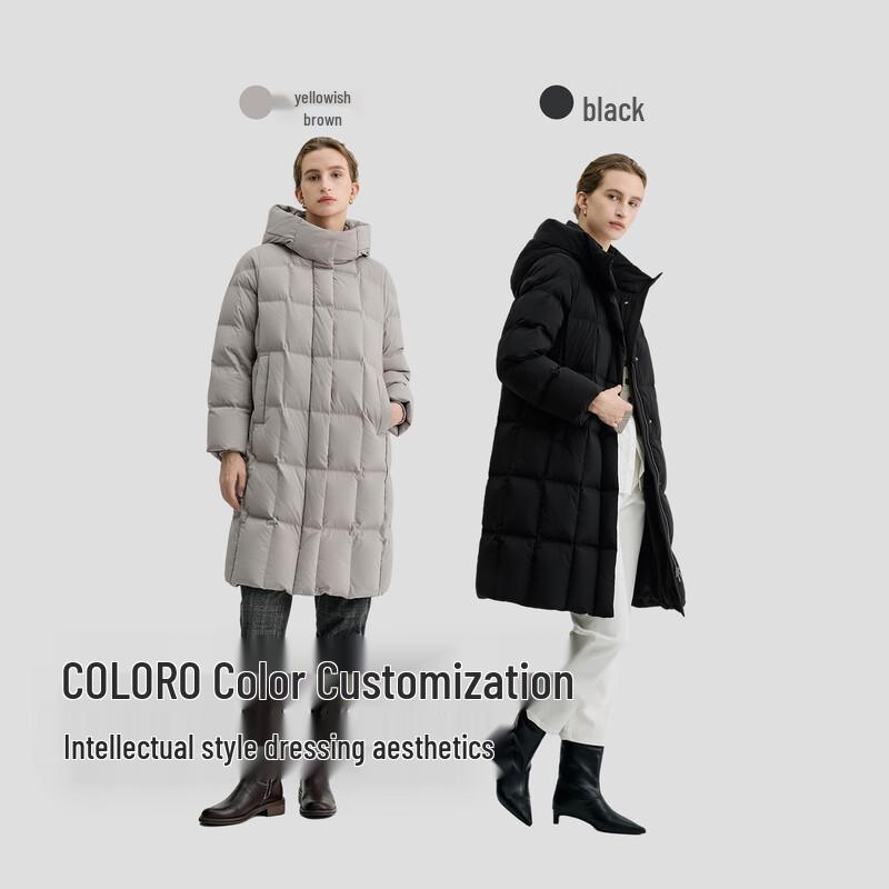 BINJORA Women's 95% Duck Down Long Hooded Puffer Jacket J5400DI91