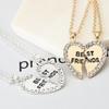 2 Pcs/Set  Best Friends Love Heart Pendant Charm Chain Necklace Jewelry  (Size: One Size, Color: Sil