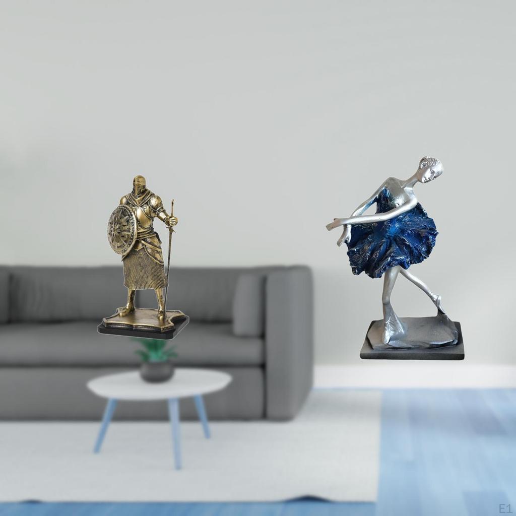 European Knight Ballerina Sculpture Modern Creative Desktop Ornament Figurine for Entryway Living