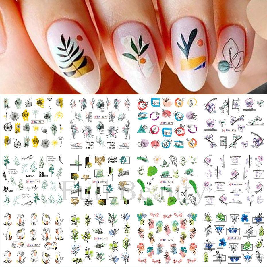 Nail Art Sticker, Spring And Summer Flower And Grass Series, Zou Ju Flower Watermark Nail Sticker